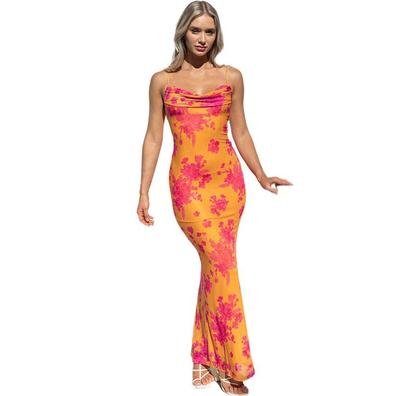 Damen Maxikleid mit eleganter Blumenmusterung Drune