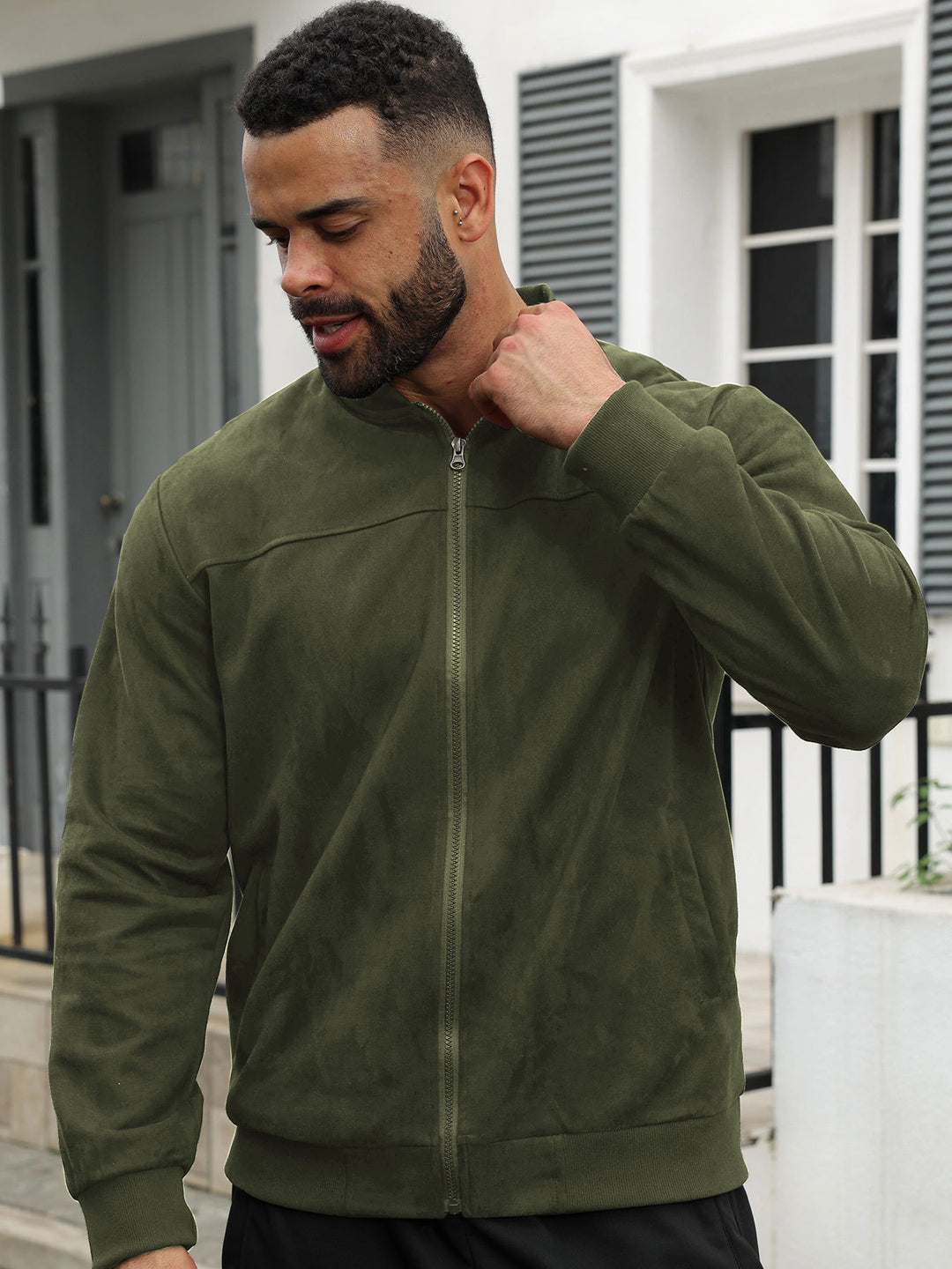 Herren modische Jacke im sportlichen Suede-Look Drune