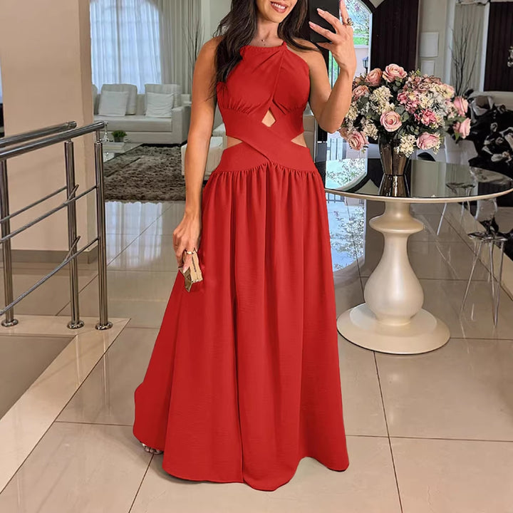 Damen Maxikleid mit eleganter Überkreuzung und modischem Ausschnitt Drune