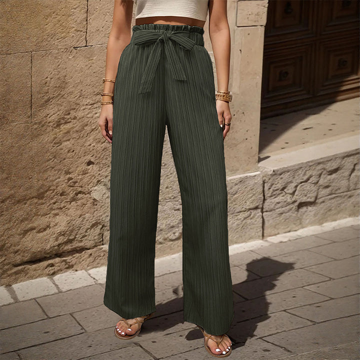 Damen Plisseehose mit elastischem Bund und Taillengürtel Drune