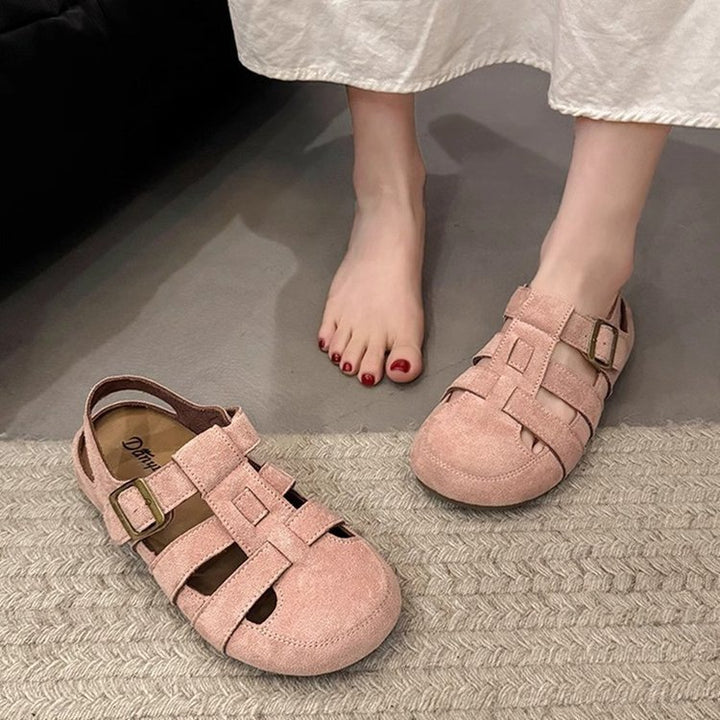 Damen Riemensandalen aus weichem Wildleder mit verstellbarem Riemendesign und rutschfester Sohle Drune