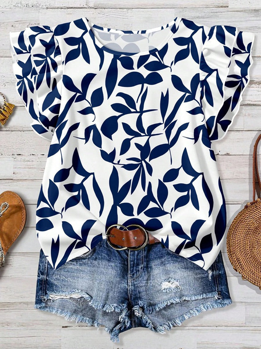 Damen Bluse mit puffärmel und floralem Muster Drune