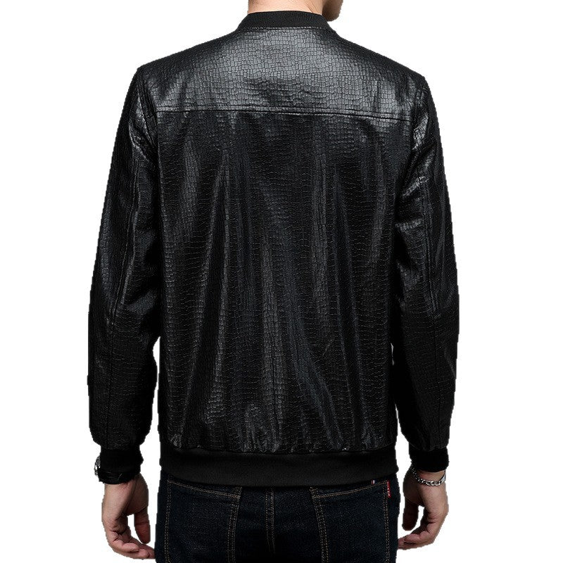 Herren modische Kunstlederjacke im Croco-Look mit sportlichem Schnitt Drune