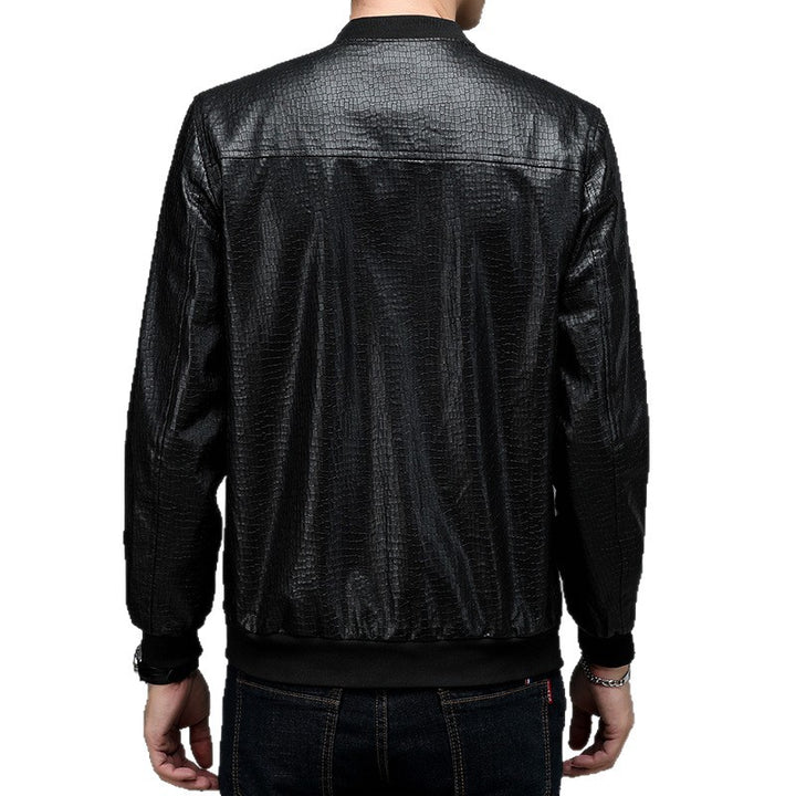 Herren modische Kunstlederjacke im Croco-Look mit sportlichem Schnitt Drune