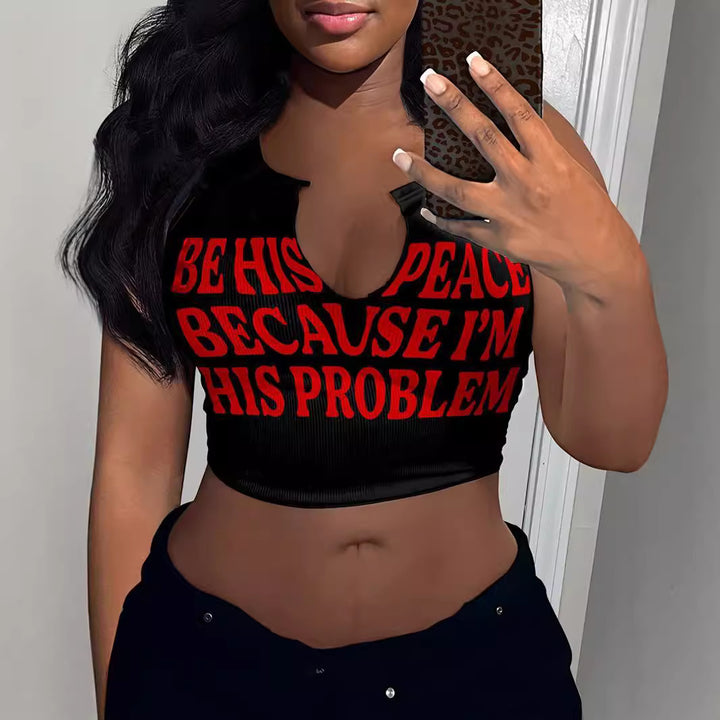 Damen Crop-Top mit auffälligem Schriftzug und lockerer Passform Drune