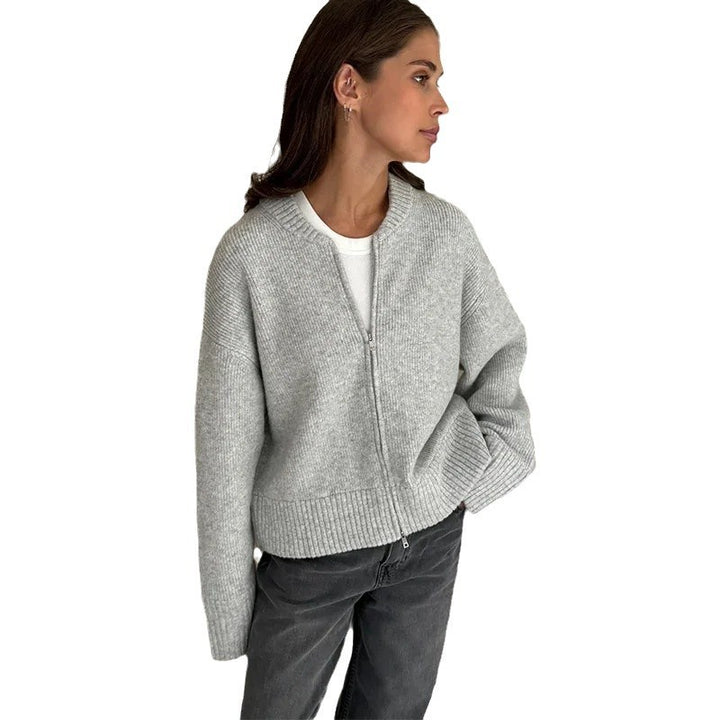 Damen Oversized Strickjacke mit durchgehendem Reißverschluss Drune