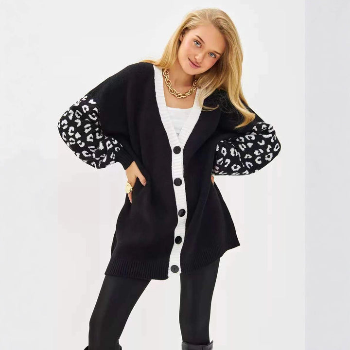Damen Modischer Knit-Cardigan mit Wildlederärmeln Drune