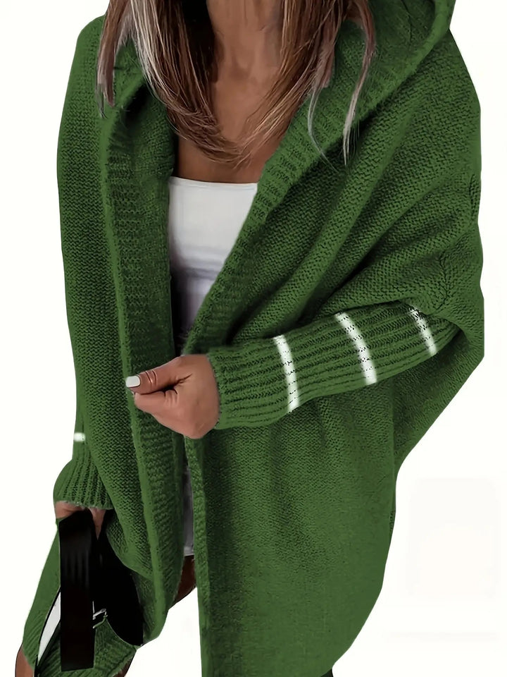 Damen Kuschelige Strickjacke mit Kapuzen und weit geschnittenem Design Drune