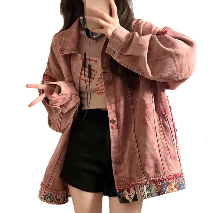 Damen Denimjacke mit einzigartigen Stickereien und modischem Design Drune