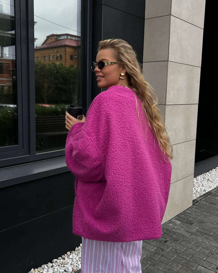 Damen Oversized Fleecejacke mit kuscheliger Innenseite und modischem Schnitt Drune