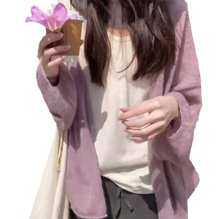 Damen flauschiger Cardigan mit lockerem Schnitt und weichen Ärmeln Drune