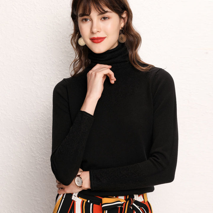 Damen Rollkragenpullover mit feinem Strukturmuster Drune