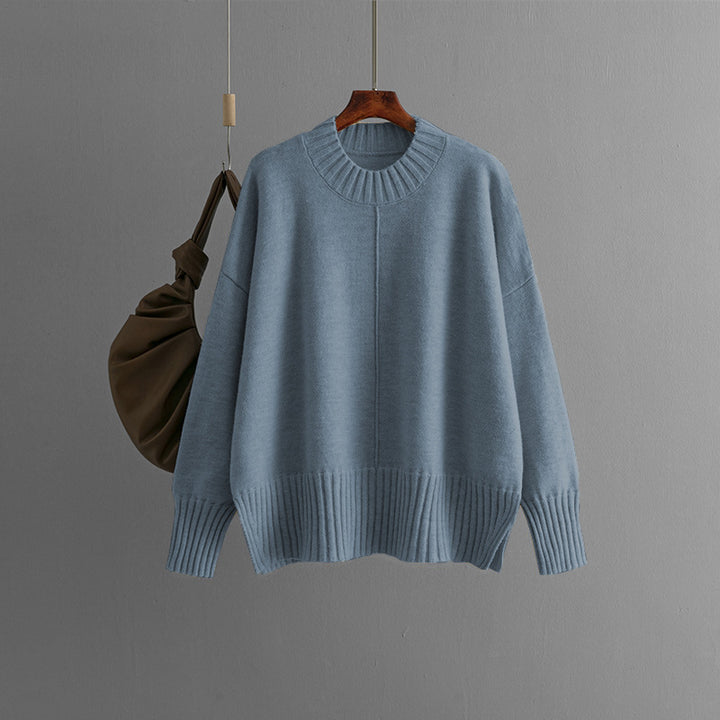 Damen Oversized Strickpullover mit Rippenbund Drune
