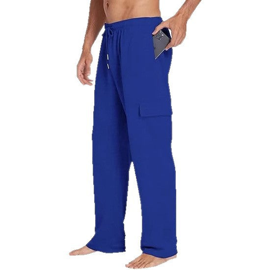 Herren nan komfortable Cargo-Loungehose mit elastischem Bund, Kordelzug, geradem Bein und aufgesetzten Klappentaschen Drune