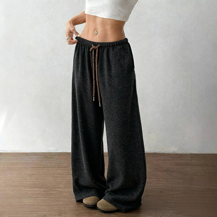 Damen Weite Freizeithose mit elastischem Bund und Kordelzug Drune