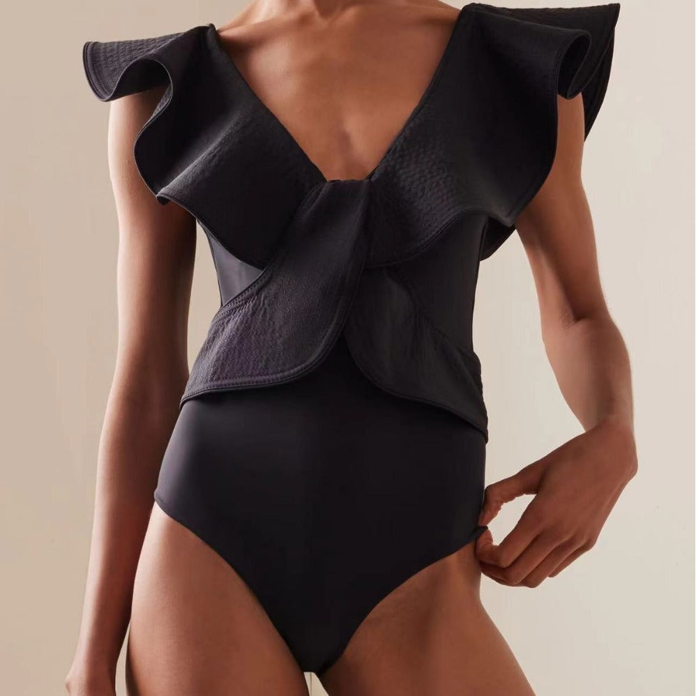 Damen Schwimmanzug mit Rüschendetails Drune