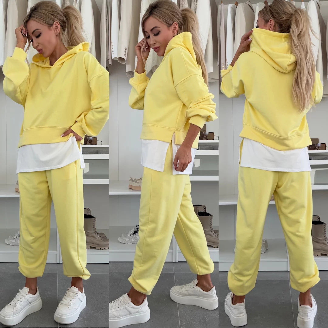 Damen lässiges Crop-Top und gemütliche Jogginghose Set Drune
