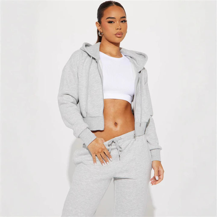 Damen lässiges Hoodie- und Jogginghosen-Set mit verstellbarem Bund Drune