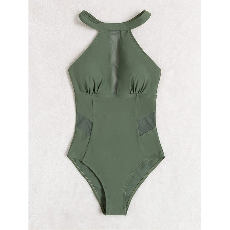 Damen Einteiler Badeanzug mit stylischem Mesh-Detail Drune