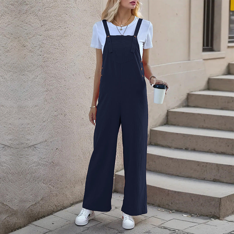 Damen Latzhose im relaxierten Palazzo-Stil mit praktischen Taschen und verstellbaren Trägern Drune