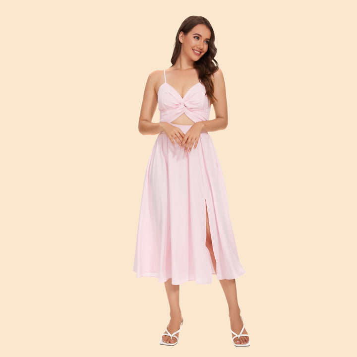 Damen Zweiteiler Ensemble mit elegantem knotenfreier Bluse und fließendem Rock mit Schlitz Drune