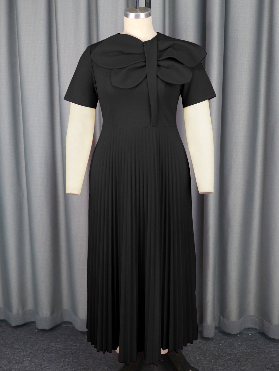 Damen Elegantes Midikleid mit voluminösem Schleifenakzent Drune