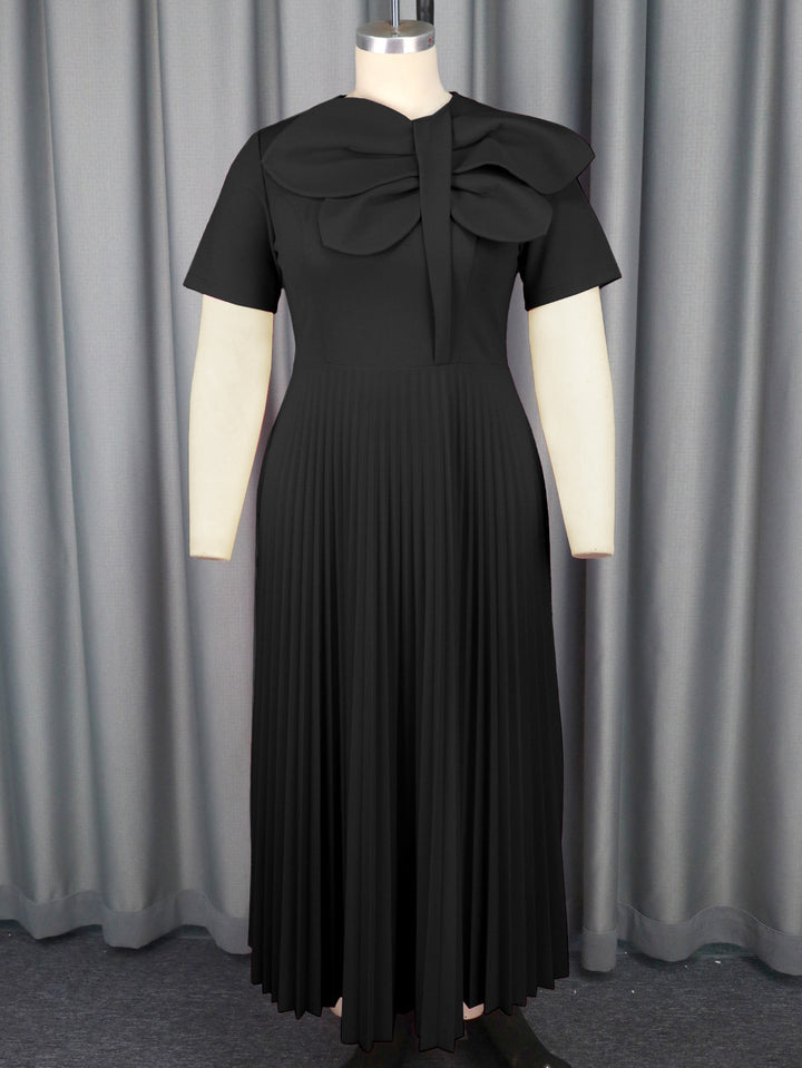 Damen Elegantes Midikleid mit voluminösem Schleifenakzent Drune