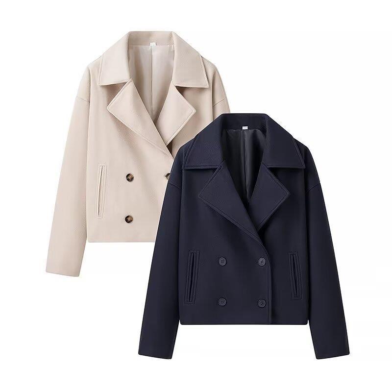 Damen elegante Wolljacke mit doppelter Knopfleiste und modernen Details Drune
