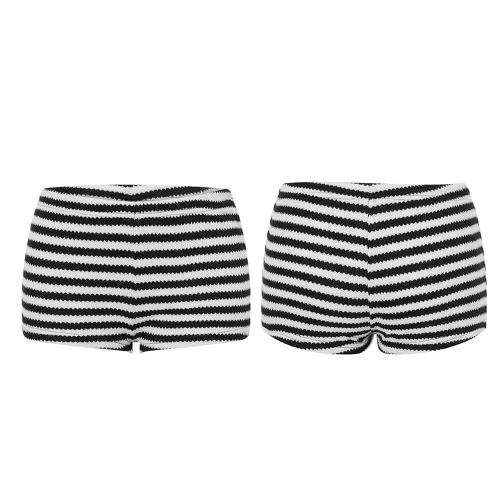 Damen Mini-Shorts mit gestreiftem Strickmuster Drune