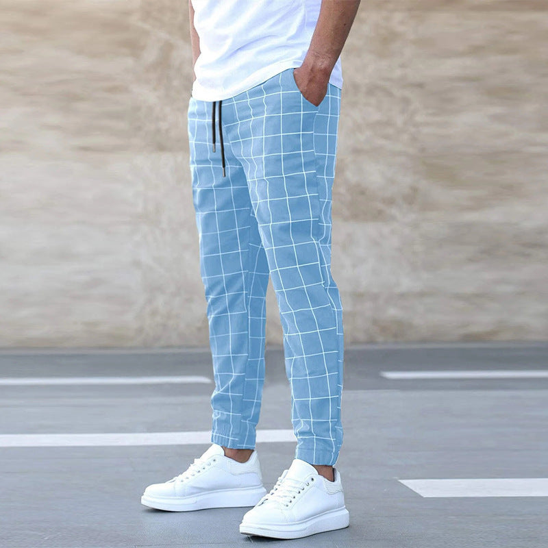 Herren Karo Relaxed Fit Jogger Hose Drune