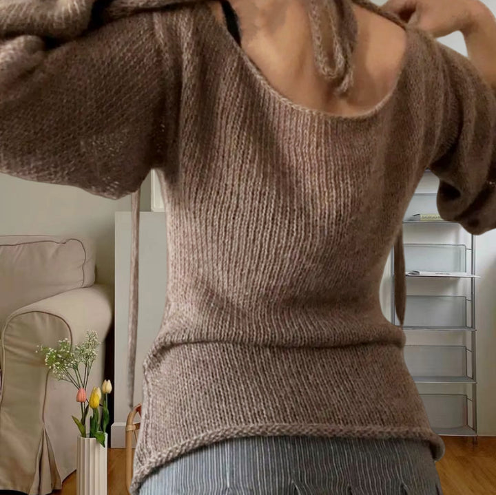 Damen Eleganter Feinstrickpullover mit lässigem Schnitt und Rundhalsausschnitt Drune