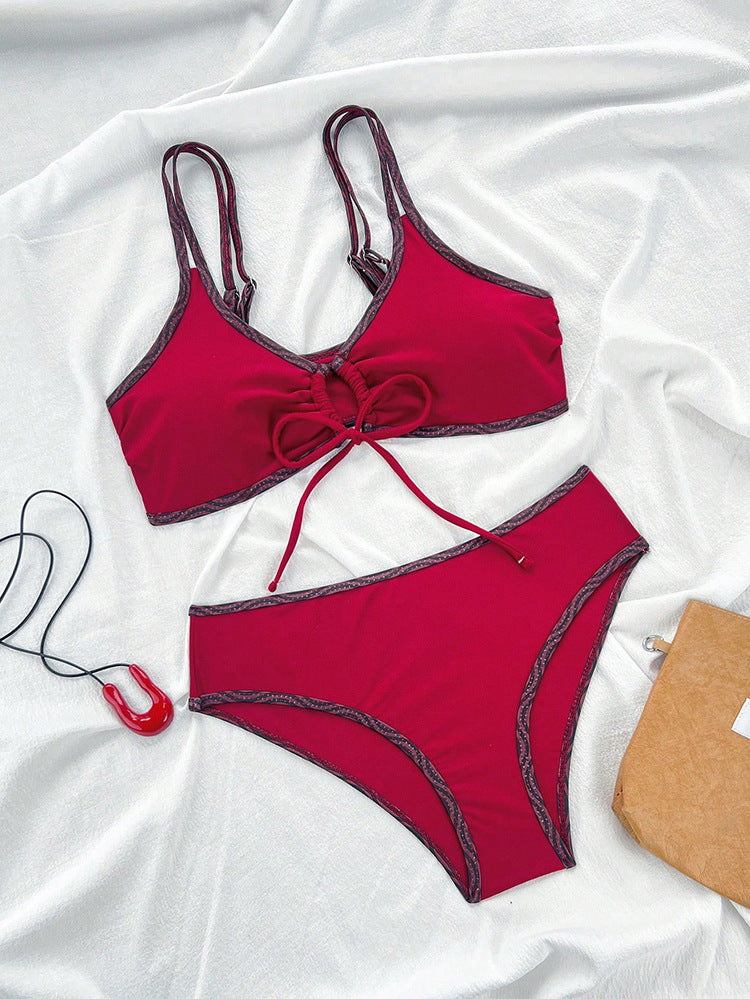 Damen Bikini-Set mit elastischen Trägern und animalischem Muster Drune