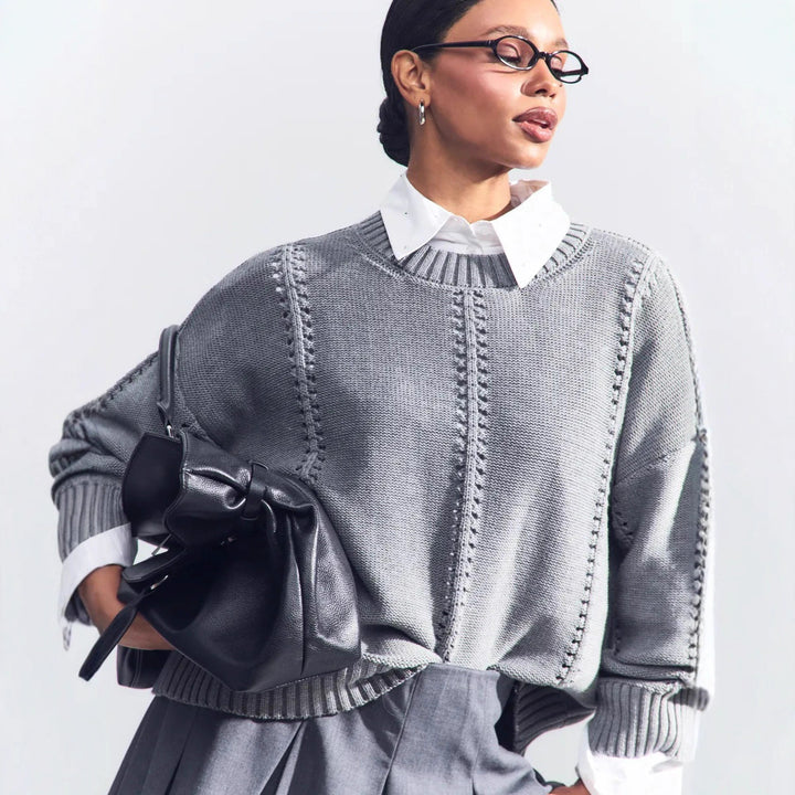 Damen Grobstrickpullover mit strukturiertem Design und weitem Schnitt Drune