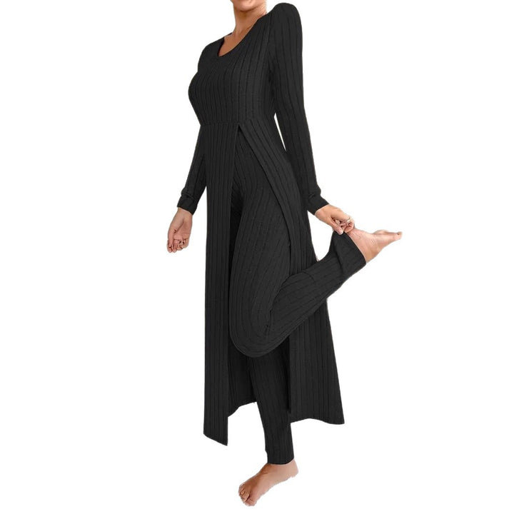 Damen Elegantes Maxijumpsuit mit hochsensibler Struktur und seitlichen Schlitzen Drune