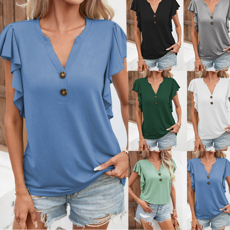 Damen T-Shirt mit Rüschendetails Drune