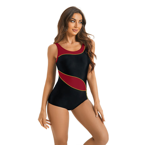Damen Sportlicher Einteiler Badeanzug mit ergonomischem Schnitt und modischem Farbdesign Drune