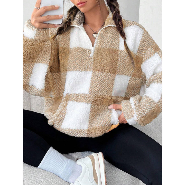 Damen kuscheliger Fleece-Pullover mit hohem Kragen Drune