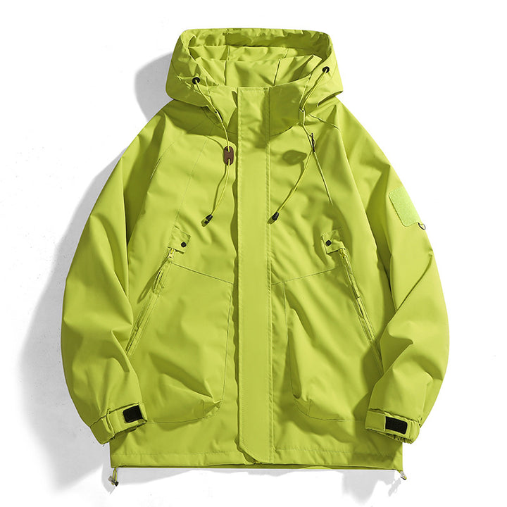 Damen wasserdichte Outdoor-Jacke mit verstellbarer Kapuze und atmungsaktiven Einsätzen Drune