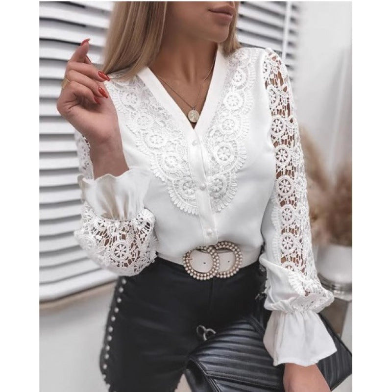 Damen elegante Bluse mit Rüschendetails Drune