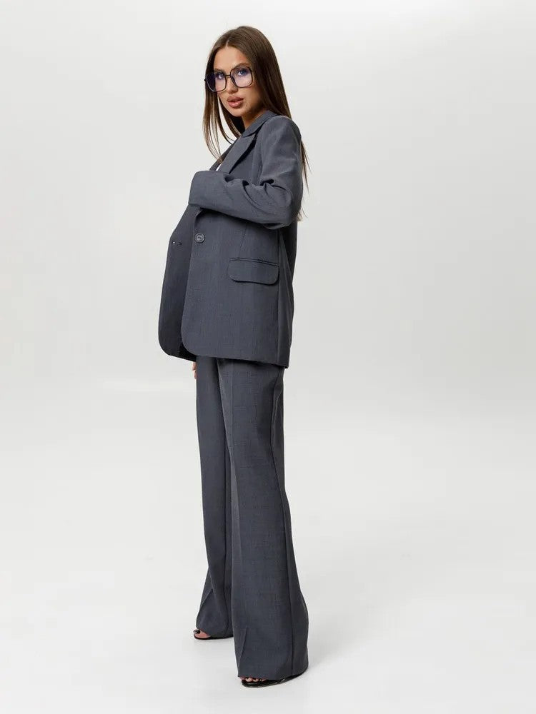 Damen Blazer und High-Waist Hose Set