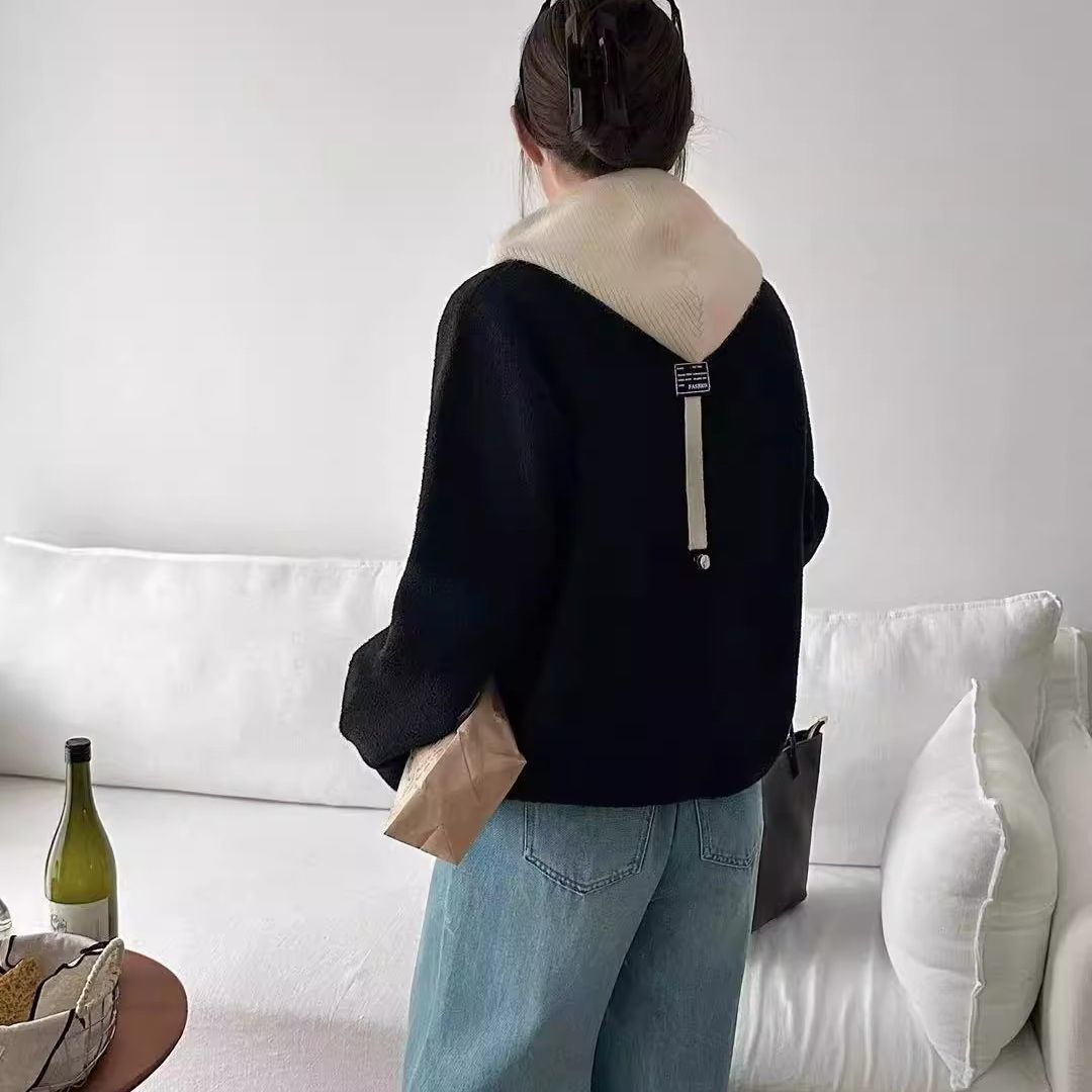 Damen modische Steppjacke mit Kapuze und doppeltem Reißverschluss Drune