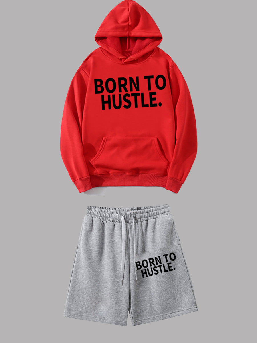 Damen Sportliches Hoodie und Shorts Set mit motivierendem Schriftzug Drune