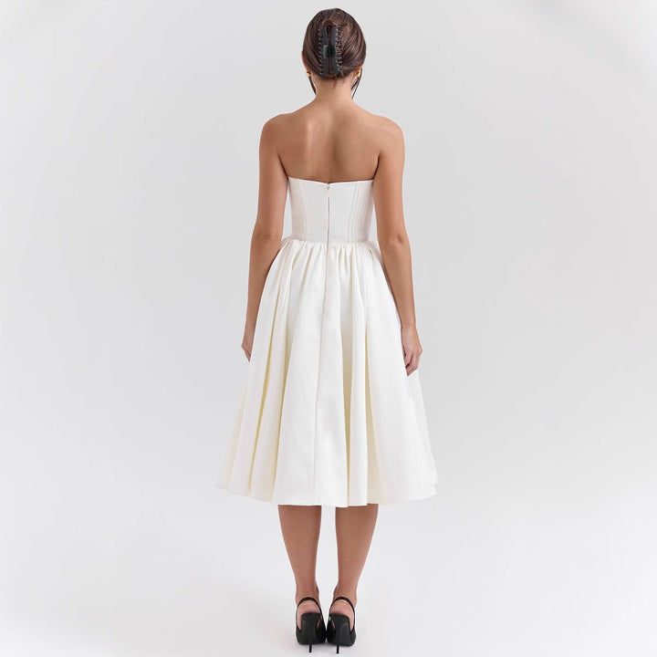 Damen Elegantes Cocktailkleid mit Corsage-Oberteil und voluminösem Rock Drune