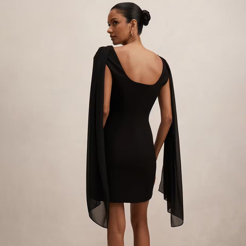Damen Elegantes Wickelkleid mit drapierter Schulterpartie Drune