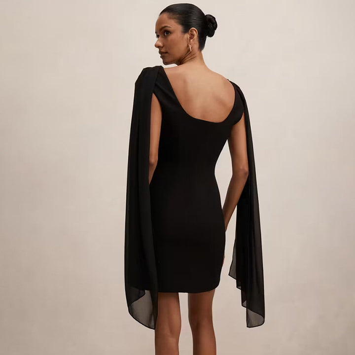 Damen Elegantes Wickelkleid mit drapierter Schulterpartie Drune