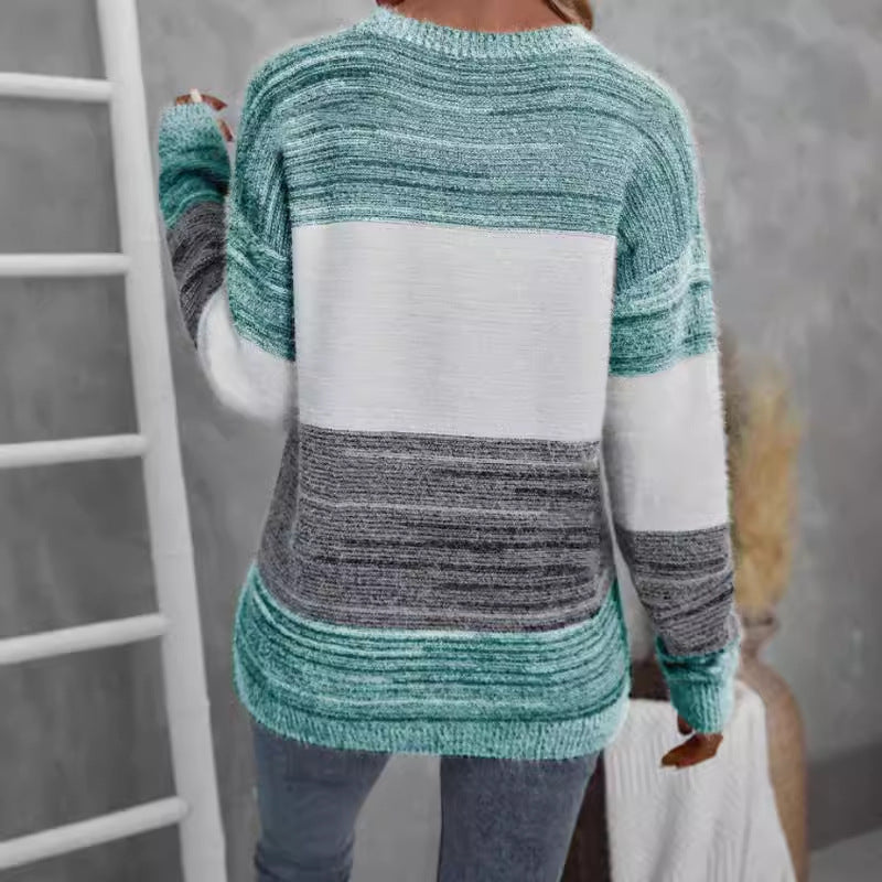 Damen lässiger Pullover mit modernem Streifenmuster und weichem Material Drune