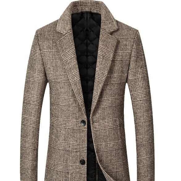 Herren eleganter klassischer Karomantel mit doppelter Knopfreihe Drune