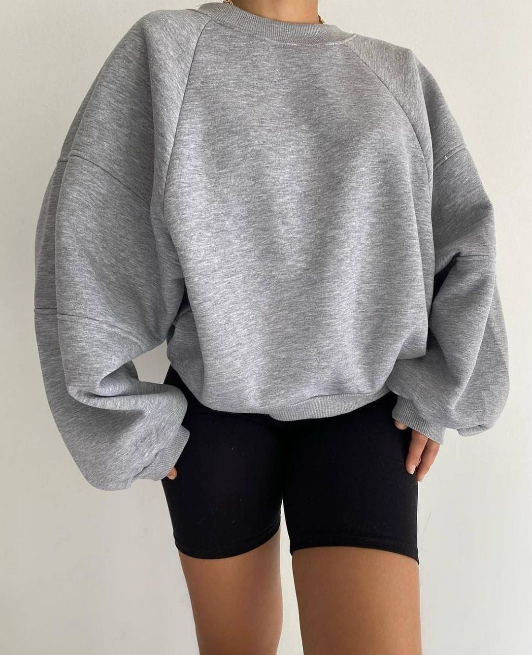 Damen Oversized Sweatshirt mit Puffärmeln Drune
