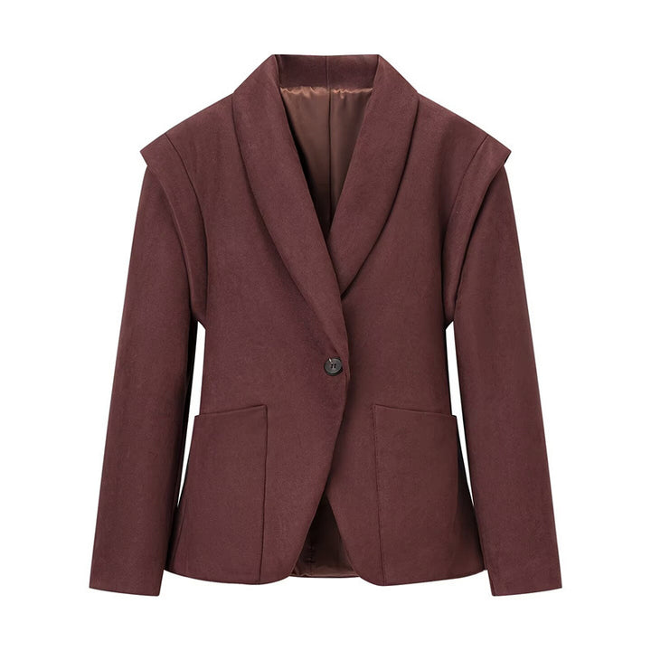 Damen Elegante Oversize-Blazerjacke aus weichem Wildlederimitat Drune