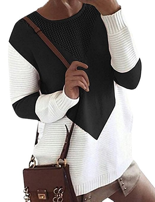 Damen Strickpullover mit modernen Farbkombinationen und luftigem Design Drune